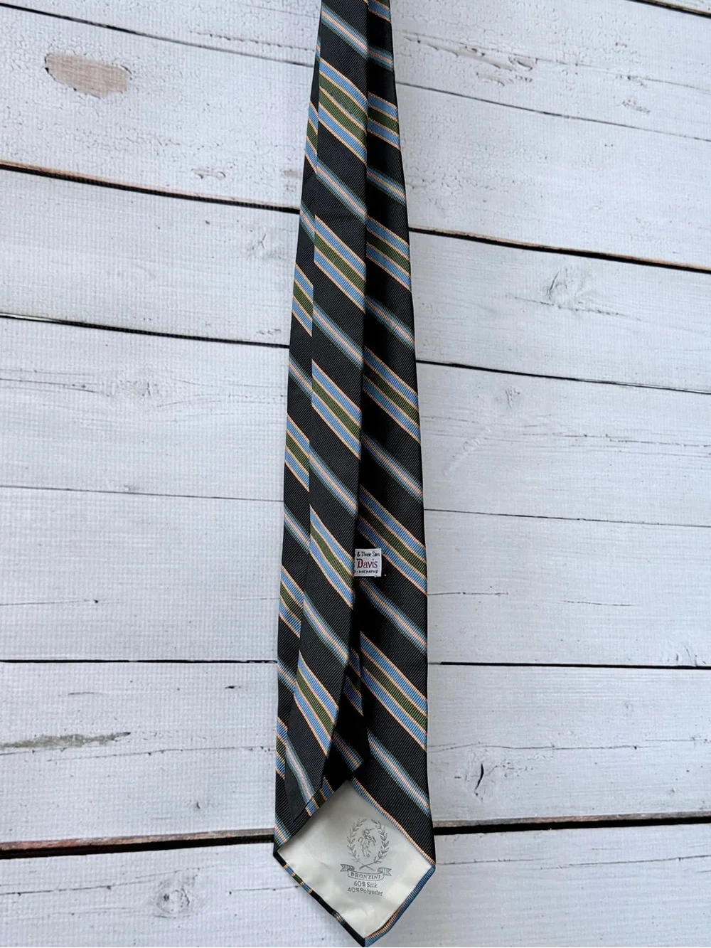 Vintage James Davis Memphis Regimental Repp Stripe Tie